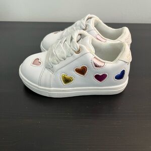 Kurt Geiger Mini Lane White and Metallic Heart Court Sneakers - Toddler Size 6